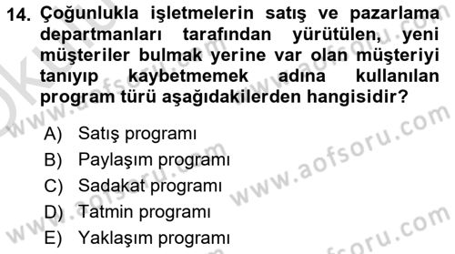 Turist Davranışı Dersi 2022 - 2023 Yılı Yaz Okulu Sınav Soruları 14. Soru