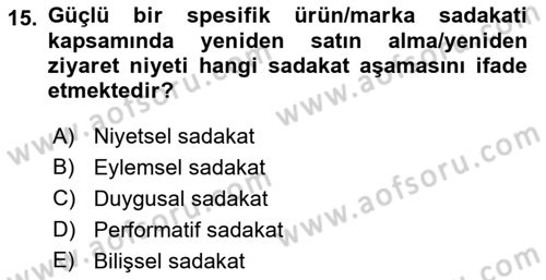 Turist Davranışı Dersi 2022 - 2023 Yılı Yaz Okulu Sınav Soruları 15. Soru