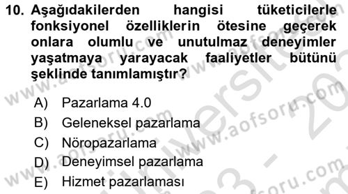 Turist Davranışı Dersi 2023 - 2024 Yılı (Final) Dönem Sonu Sınav Soruları 10. Soru