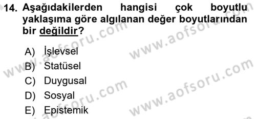 Turist Davranışı Dersi 2023 - 2024 Yılı (Final) Dönem Sonu Sınav Soruları 14. Soru