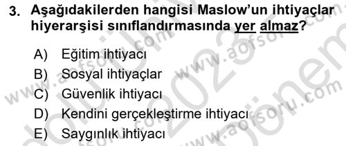 Turist Davranışı Dersi 2023 - 2024 Yılı (Final) Dönem Sonu Sınav Soruları 3. Soru