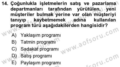 Turist Davranışı Dersi 2023 - 2024 Yılı Yaz Okulu Sınav Soruları 14. Soru