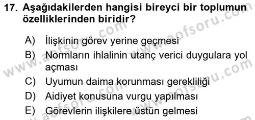 Turist Davranışı Dersi 2023 - 2024 Yılı Yaz Okulu Sınav Soruları 17. Soru