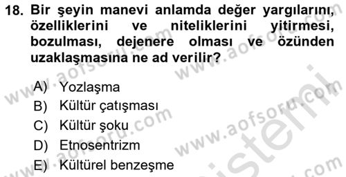 Turist Davranışı Dersi 2023 - 2024 Yılı Yaz Okulu Sınav Soruları 18. Soru