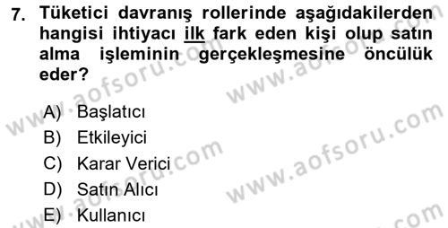 Turist Davranışı Dersi 2023 - 2024 Yılı Yaz Okulu Sınav Soruları 7. Soru