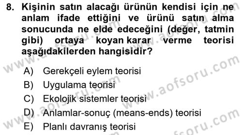 Turist Davranışı Dersi 2023 - 2024 Yılı Yaz Okulu Sınav Soruları 8. Soru