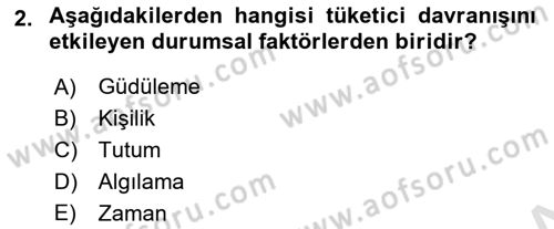 Turist Davranışı Dersi 2024 - 2025 Yılı (Vize) Ara Sınav Soruları 2. Soru