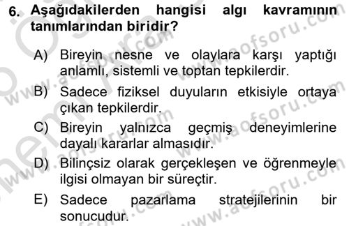 Turist Davranışı Dersi 2024 - 2025 Yılı (Vize) Ara Sınav Soruları 6. Soru