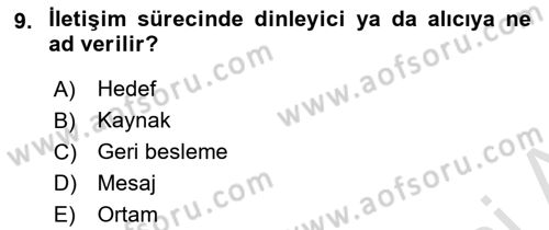 Turist Davranışı Dersi 2024 - 2025 Yılı (Vize) Ara Sınav Soruları 9. Soru