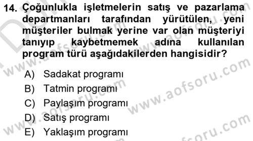 Turist Davranışı Dersi 2024 - 2025 Yılı (Final) Dönem Sonu Sınav Soruları 14. Soru