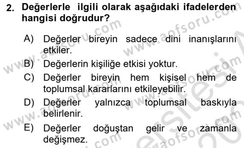 Turist Davranışı Dersi 2024 - 2025 Yılı (Final) Dönem Sonu Sınav Soruları 2. Soru