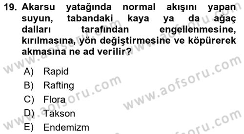 Özel İlgi Turizm Dersi 2023 - 2024 Yılı (Vize) Ara Sınav Soruları 19. Soru