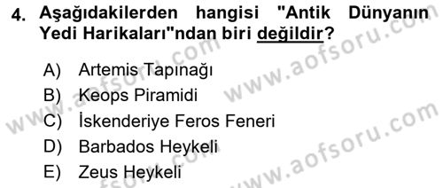 Özel İlgi Turizm Dersi 2023 - 2024 Yılı (Vize) Ara Sınav Soruları 4. Soru