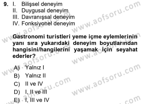Özel İlgi Turizm Dersi 2023 - 2024 Yılı (Vize) Ara Sınav Soruları 9. Soru