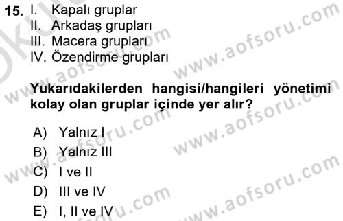 Turist Rehberliği Dersi 2020 - 2021 Yılı Yaz Okulu Sınav Soruları 15. Soru