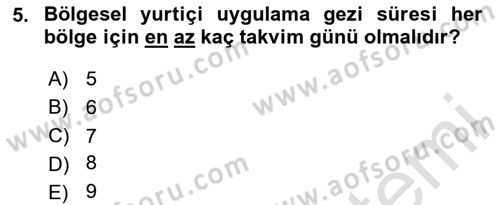 Turist Rehberliği Dersi 2020 - 2021 Yılı Yaz Okulu Sınav Soruları 5. Soru