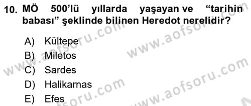 Turist Rehberliği Dersi 2021 - 2022 Yılı (Vize) Ara Sınav Soruları 10. Soru
