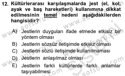 Turist Rehberliği Dersi 2021 - 2022 Yılı (Final) Dönem Sonu Sınav Soruları 12. Soru