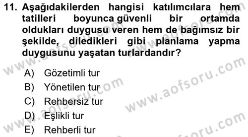 Turist Rehberliği Dersi 2021 - 2022 Yılı Yaz Okulu Sınav Soruları 11. Soru