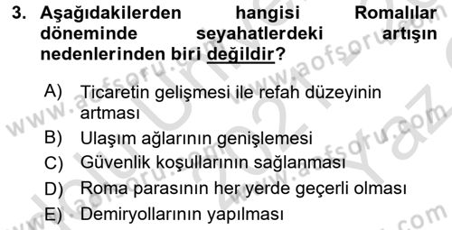 Turist Rehberliği Dersi 2021 - 2022 Yılı Yaz Okulu Sınav Soruları 3. Soru