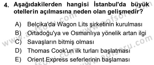 Turist Rehberliği Dersi 2021 - 2022 Yılı Yaz Okulu Sınav Soruları 4. Soru
