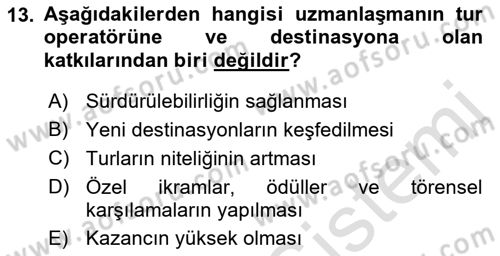 Turist Rehberliği Dersi 2022 - 2023 Yılı Yaz Okulu Sınav Soruları 13. Soru