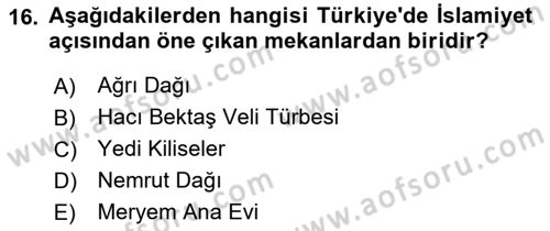 Turist Rehberliği Dersi 2022 - 2023 Yılı Yaz Okulu Sınav Soruları 16. Soru