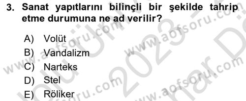 Turist Rehberliği Dersi 2023 - 2024 Yılı (Vize) Ara Sınav Soruları 3. Soru