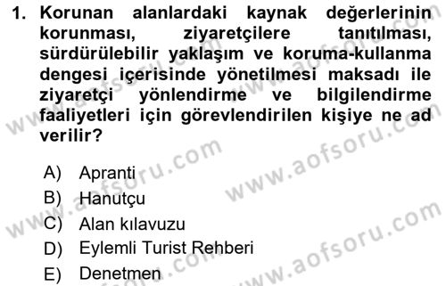 Turist Rehberliği Dersi 2023 - 2024 Yılı Yaz Okulu Sınav Soruları 1. Soru