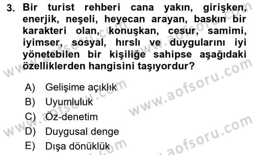 Turist Rehberliği Dersi 2023 - 2024 Yılı Yaz Okulu Sınav Soruları 3. Soru
