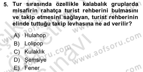 Turist Rehberliği Dersi 2023 - 2024 Yılı Yaz Okulu Sınav Soruları 5. Soru