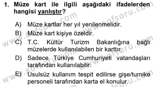 Turist Rehberliği Dersi 2024 - 2025 Yılı (Vize) Ara Sınav Soruları 1. Soru