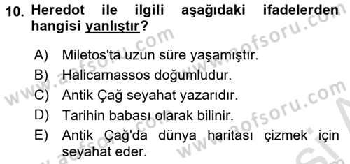 Turist Rehberliği Dersi 2024 - 2025 Yılı (Vize) Ara Sınav Soruları 10. Soru