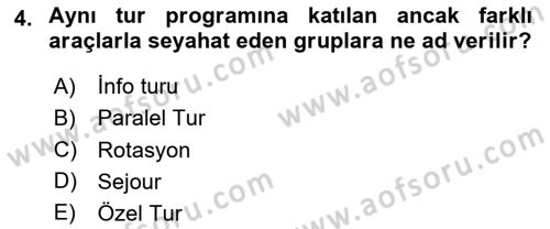 Turist Rehberliği Dersi 2024 - 2025 Yılı (Vize) Ara Sınav Soruları 4. Soru