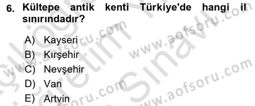 Turist Rehberliği Dersi 2024 - 2025 Yılı (Vize) Ara Sınav Soruları 6. Soru