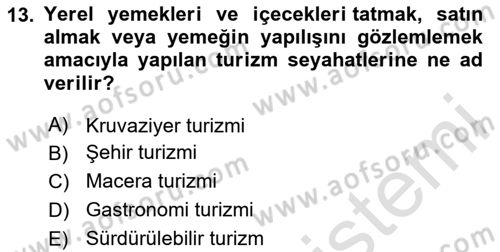Turist Rehberliği Dersi 2024 - 2025 Yılı (Final) Dönem Sonu Sınav Soruları 13. Soru