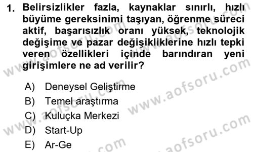 Turizmde Girişimcilik Ve İnovasyon Dersi 2021 - 2022 Yılı (Final) Dönem Sonu Sınav Soruları 1. Soru