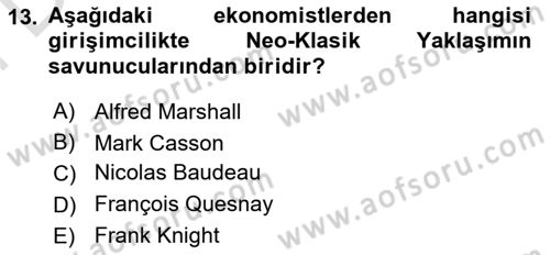 Turizmde Girişimcilik Ve İnovasyon Dersi 2021 - 2022 Yılı (Final) Dönem Sonu Sınav Soruları 13. Soru