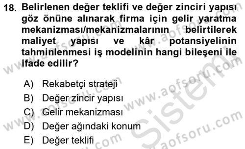 Turizmde Girişimcilik Ve İnovasyon Dersi 2021 - 2022 Yılı (Final) Dönem Sonu Sınav Soruları 18. Soru
