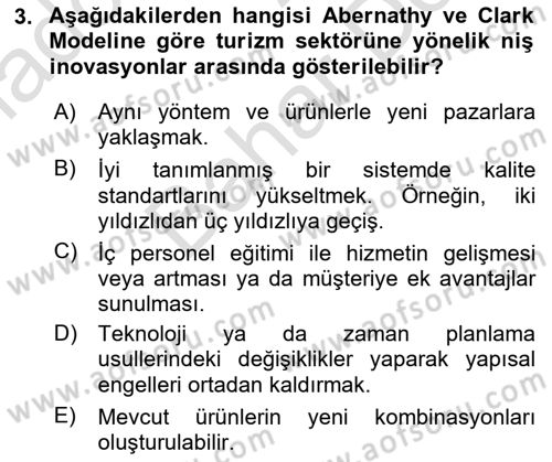 Turizmde Girişimcilik Ve İnovasyon Dersi 2021 - 2022 Yılı (Final) Dönem Sonu Sınav Soruları 3. Soru