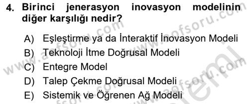 Turizmde Girişimcilik Ve İnovasyon Dersi 2021 - 2022 Yılı (Final) Dönem Sonu Sınav Soruları 4. Soru