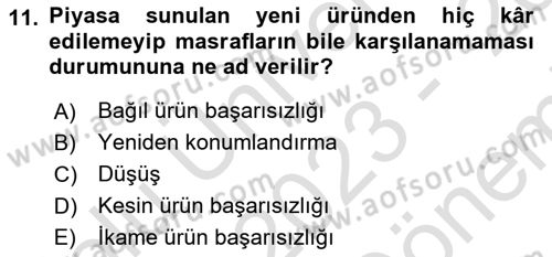 Turizmde Girişimcilik Ve İnovasyon Dersi 2023 - 2024 Yılı (Final) Dönem Sonu Sınav Soruları 11. Soru