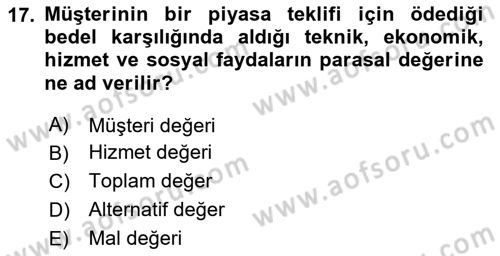 Turizmde Girişimcilik Ve İnovasyon Dersi 2023 - 2024 Yılı (Final) Dönem Sonu Sınav Soruları 17. Soru