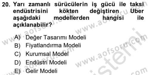 Turizmde Girişimcilik Ve İnovasyon Dersi 2023 - 2024 Yılı (Final) Dönem Sonu Sınav Soruları 20. Soru