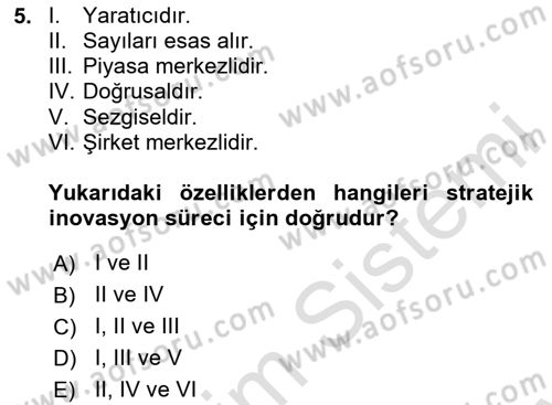 Turizmde Girişimcilik Ve İnovasyon Dersi 2023 - 2024 Yılı (Final) Dönem Sonu Sınav Soruları 5. Soru