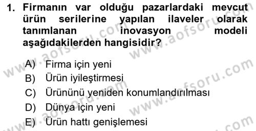 Turizmde Girişimcilik Ve İnovasyon Dersi 2024 - 2025 Yılı (Vize) Ara Sınav Soruları 1. Soru