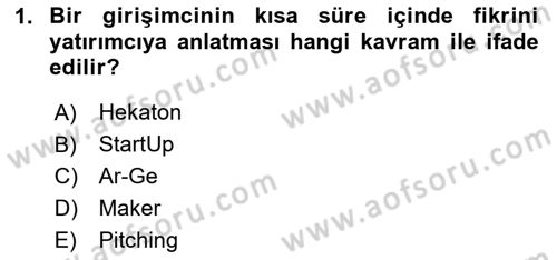 Turizmde Girişimcilik Ve İnovasyon Dersi 2024 - 2025 Yılı (Final) Dönem Sonu Sınav Soruları 1. Soru
