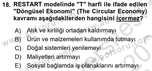 Turizmde Girişimcilik Ve İnovasyon Dersi 2024 - 2025 Yılı (Final) Dönem Sonu Sınav Soruları 18. Soru