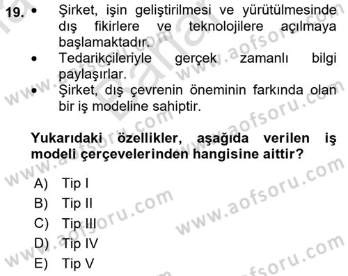 Turizmde Girişimcilik Ve İnovasyon Dersi 2024 - 2025 Yılı (Final) Dönem Sonu Sınav Soruları 19. Soru