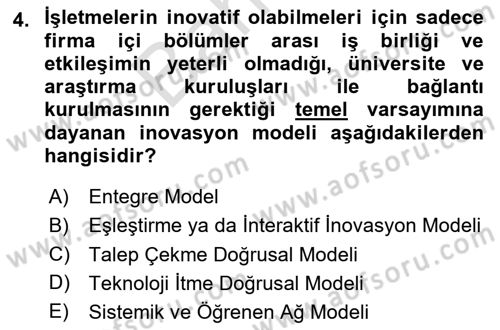 Turizmde Girişimcilik Ve İnovasyon Dersi 2024 - 2025 Yılı (Final) Dönem Sonu Sınav Soruları 4. Soru